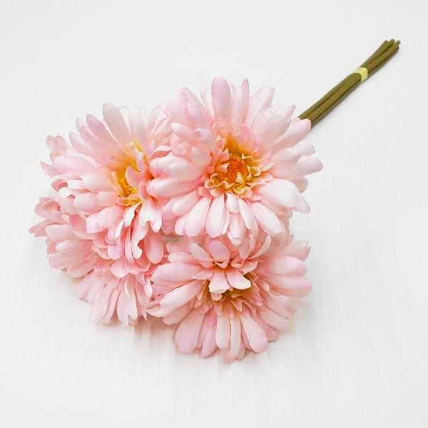 ガーベラ造花(アートフラワー)5本束 花径10cm : フラワー ガーベラ造花(アートフラワー)5本束 花径10cm : フラワー