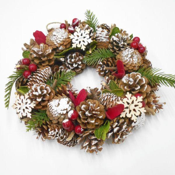 造花 リース】クリスマスリース 30cm ナチュラルリース : フラワー
