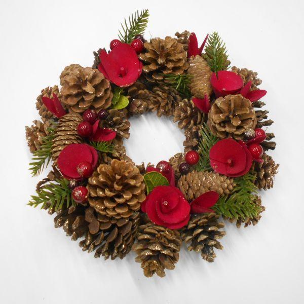 造花 リース】クリスマスリース 30cm ナチュラルリース : フラワー