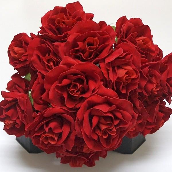 バラ 造花 ベルベットローズ 赤 1輪#5692 : フラワー