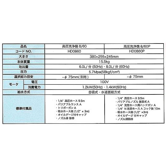 アサダ 高圧洗浄機 ポータブル電動 100V 8/60P HD0860P : かんだ アサダ 高圧洗浄機 ポータブル電動 100V 8/60P HD0860P : かんだ
