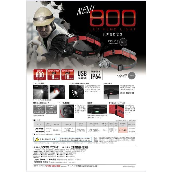 HATAYA ハタヤ LHL-04B 充電式LEDヘッドライト800(ハチゼロゼロ