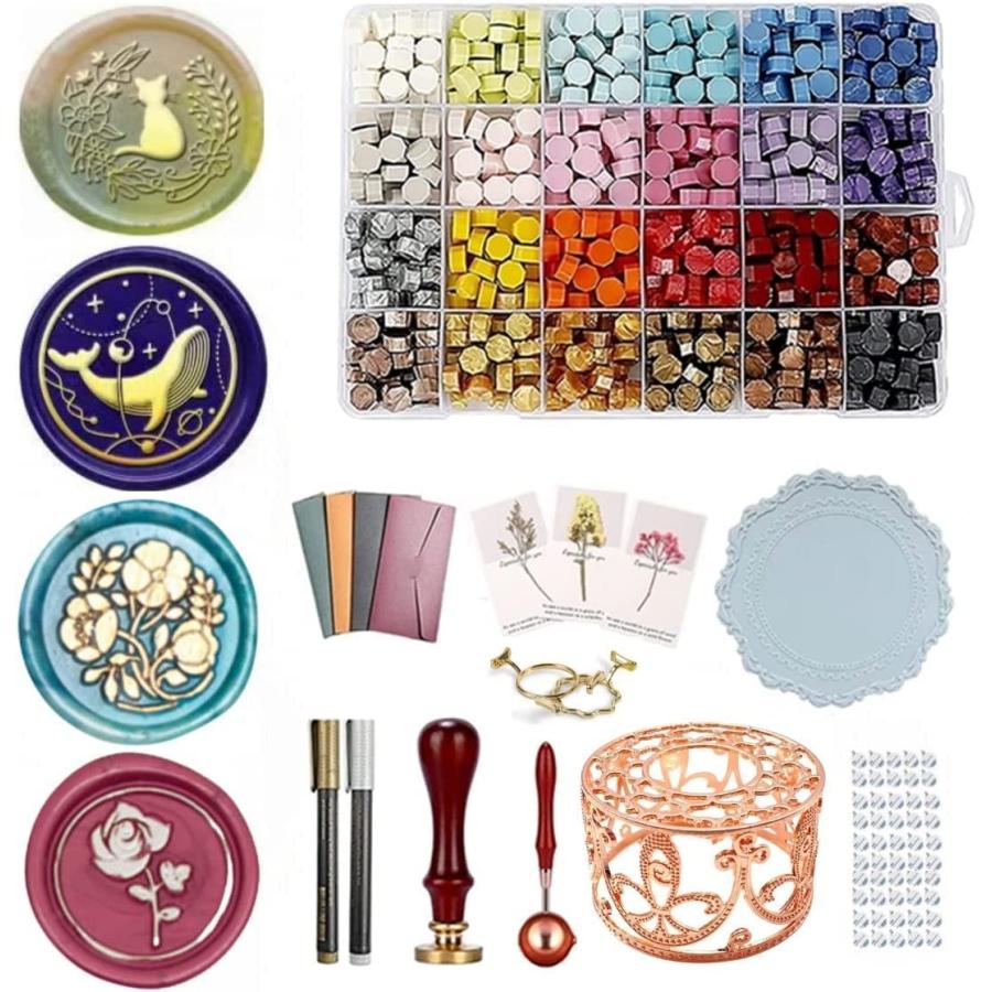 シーリングワックス セット Kandar シーリングスタンプ 印面4種類 炉