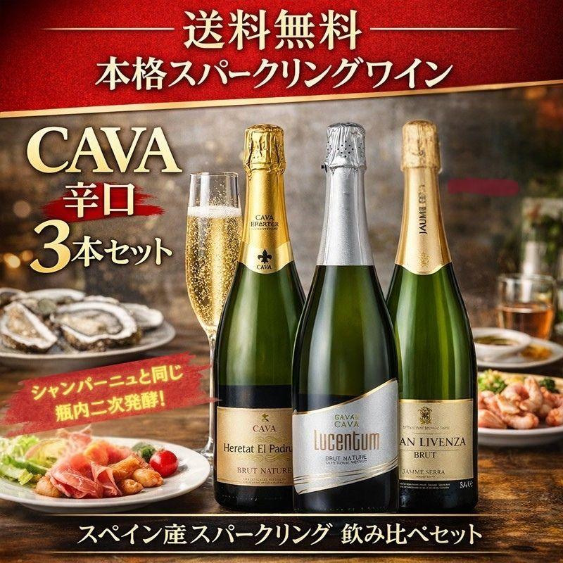 スパークリング ワイン セット 辛口 CAVA スペイン カヴァ カバ 3本