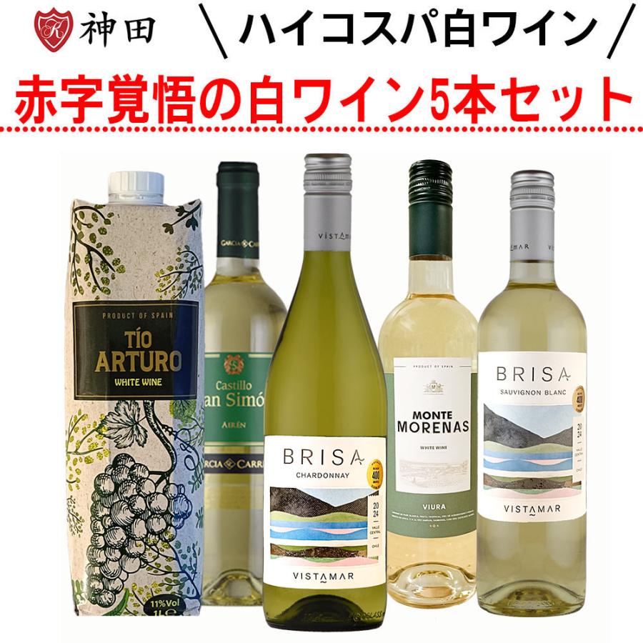 白ワインセット 辛口 ワイン 飲み比べ デイリーワイン 5本 スペイン 