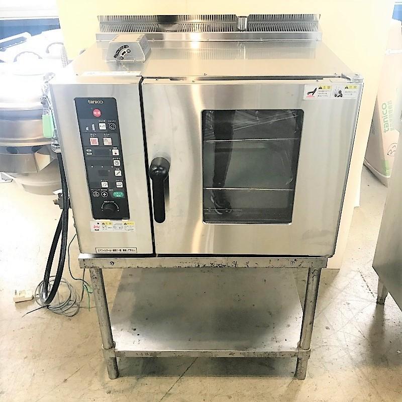 コンベクションオーブン 架台付き 中古 Tco 4gt3 Tco 4gt3 ガス式 キッチン家電 ミスト機能付 タニコー No 7303 16年製 幅750 奥行600 高1090 業務用 厨房機器