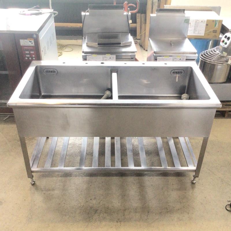 中古】 業務用 ステンレス 2槽シンク 幅1500×奥行750×高850mm 中古】 業務用 ステンレス 2槽シンク 幅1500×奥行750×高850mm