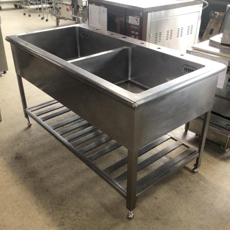 中古】 業務用 ステンレス 2槽シンク 幅1500×奥行750×高850mm 中古】 業務用 ステンレス 2槽シンク 幅1500×奥行750×高850mm