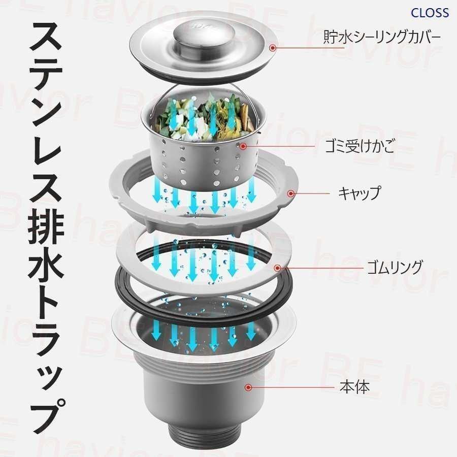 流し台 シンク 簡易式 ステンレス製 キッチン 一槽シンク ゴミ受け ガーデン 水回り 野菜洗い 屋外 庭 農園 工場 アウトドア キャンプ 排水トラップ 水栓｜kaneko-shoten｜12