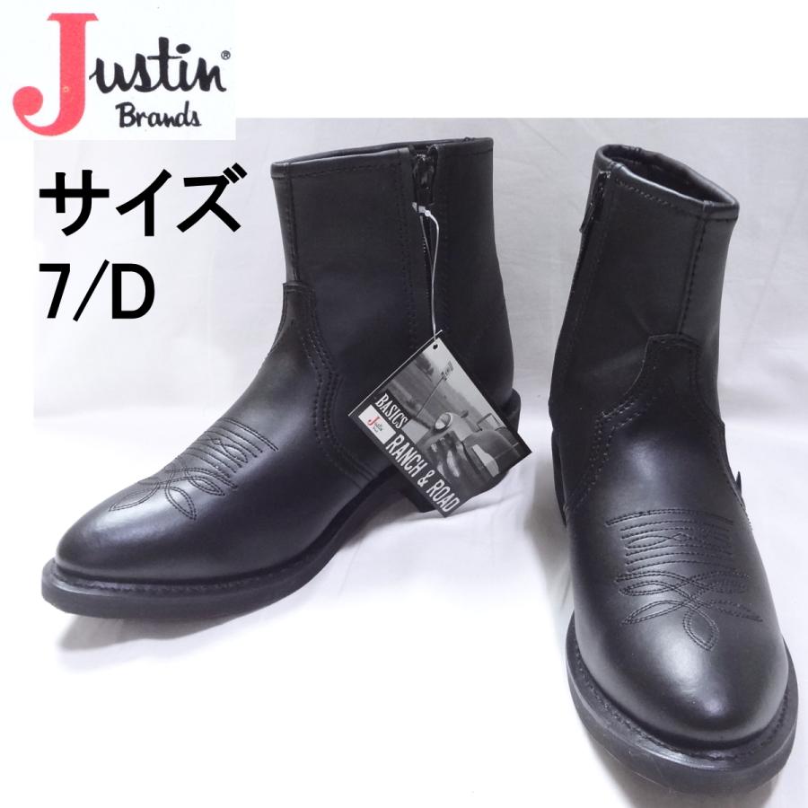 ジャスティン　ブラックレザー ウエスタンブーツ Justin ジャスティン ウエスタンブーツ 黒 9.5D 27.5cm ブラック