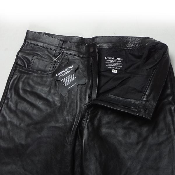 Genuine Leather ブラックレザーパンツ 36
