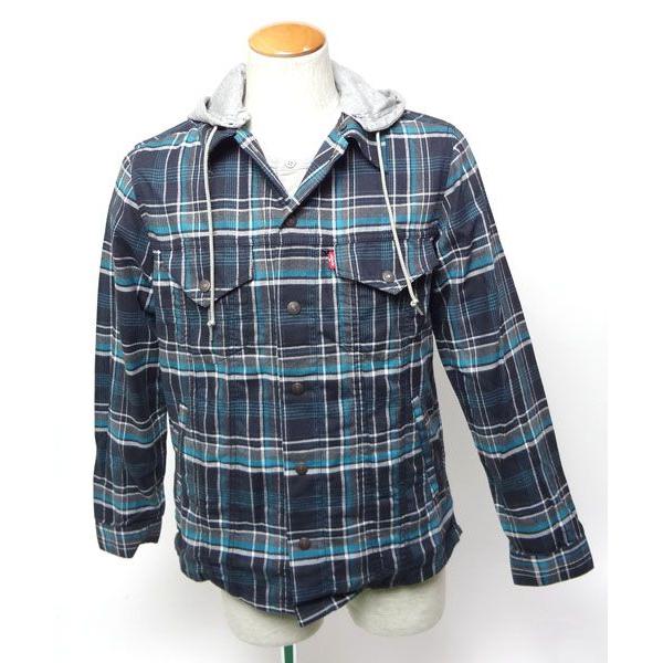 Levi's リーバイス フード付きシャツ チェック 長袖 : ジーンズ Levi's リーバイス フード付きシャツ チェック 長袖 : ジーンズ