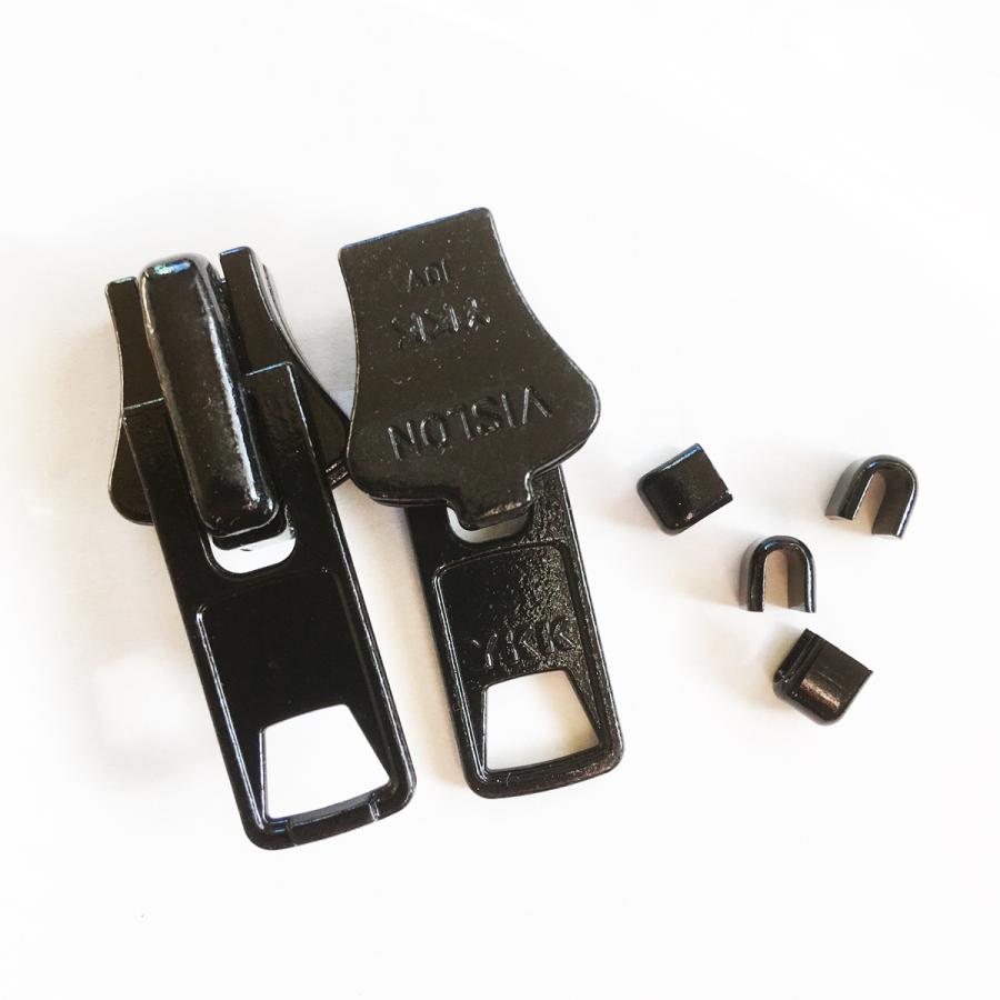 YKK 10V DA上止セット ビスロンスライダー 580黒 スライダ−2個上止4個