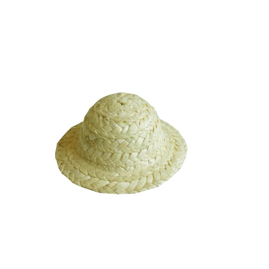 麦わら帽子 約9cm径 約高さ4.5cm 内径約5.5cm ドール 人形 : 毛糸と