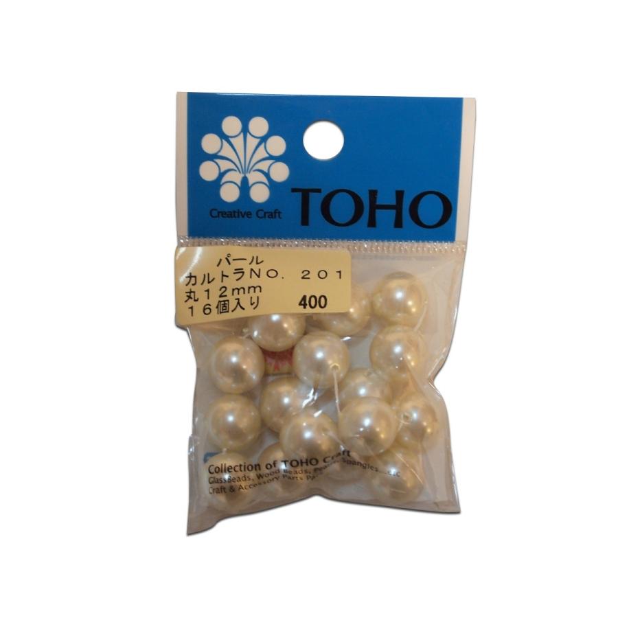 TOHO トーホー パール NO.201 カルトラ 丸 12mm 約16粒入り : 毛糸と