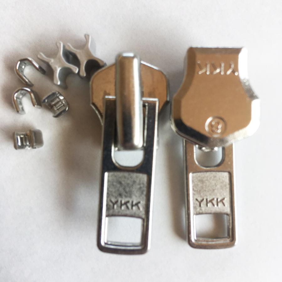 YKK 8M スライダー上止め下止め 2セット分 ニッケル シルバー YKK 8M スライダー上止め下止め 2セット分 ニッケル シルバー