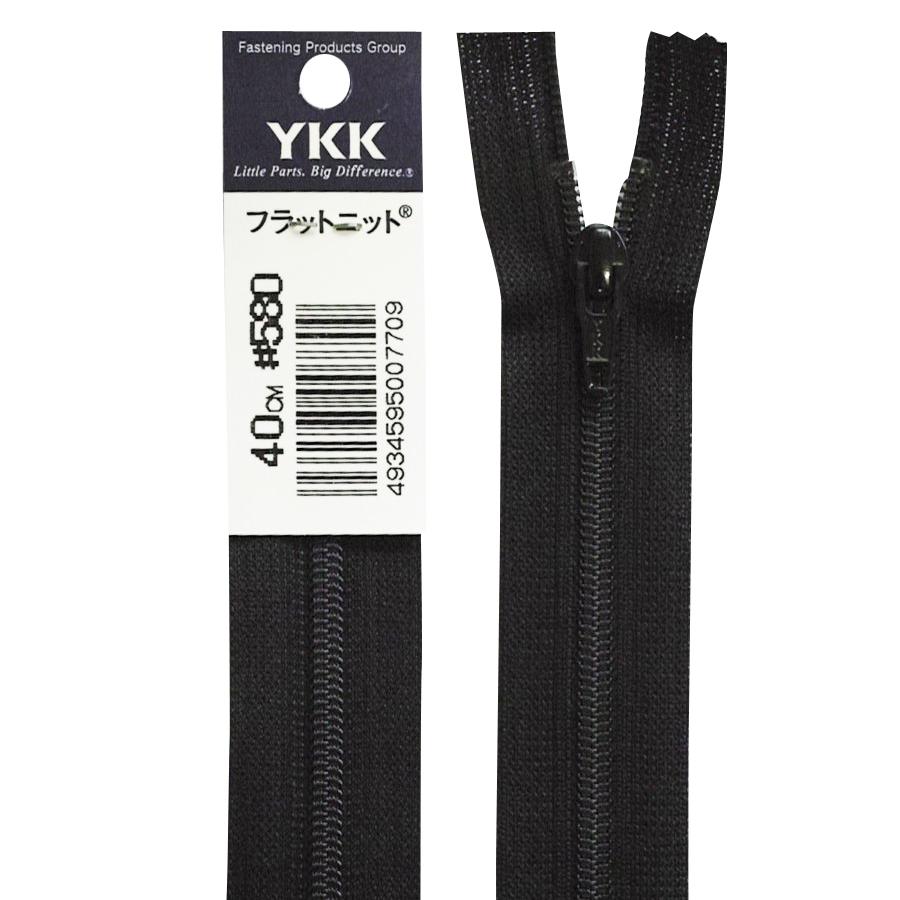 YKK フラットニットファスナー 40CM 色番 580 色相 黒 : 毛糸と YKK フラットニットファスナー 40CM 色番 580 色相 黒 : 毛糸と