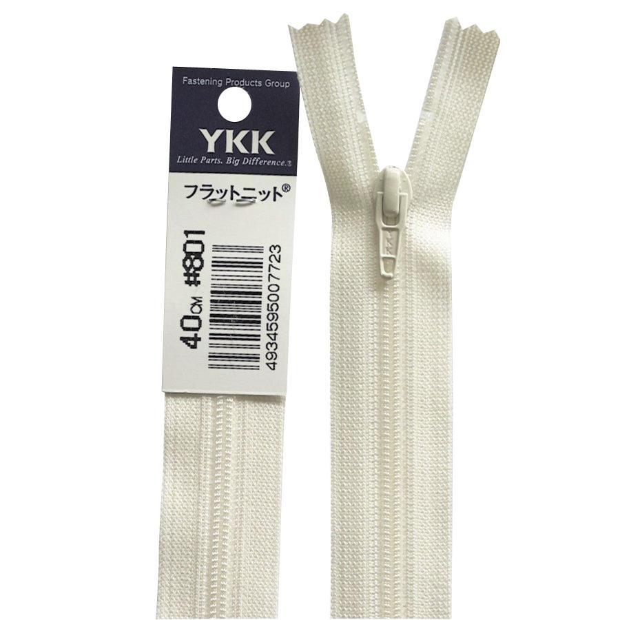 YKK フラットニットファスナー 40CM 色番 801 色相 : 毛糸と手芸の店
