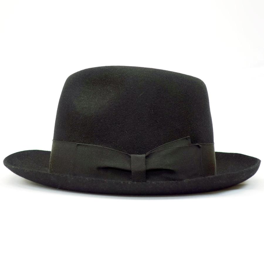 Borsalino AUGUST イタリア製 紳士 高級帽子 小さいサイズ  敬老の日 帽子 中折 ナカオレ ハット ファーフェルト プレゼント ブラック系 父の日ギフトの画像