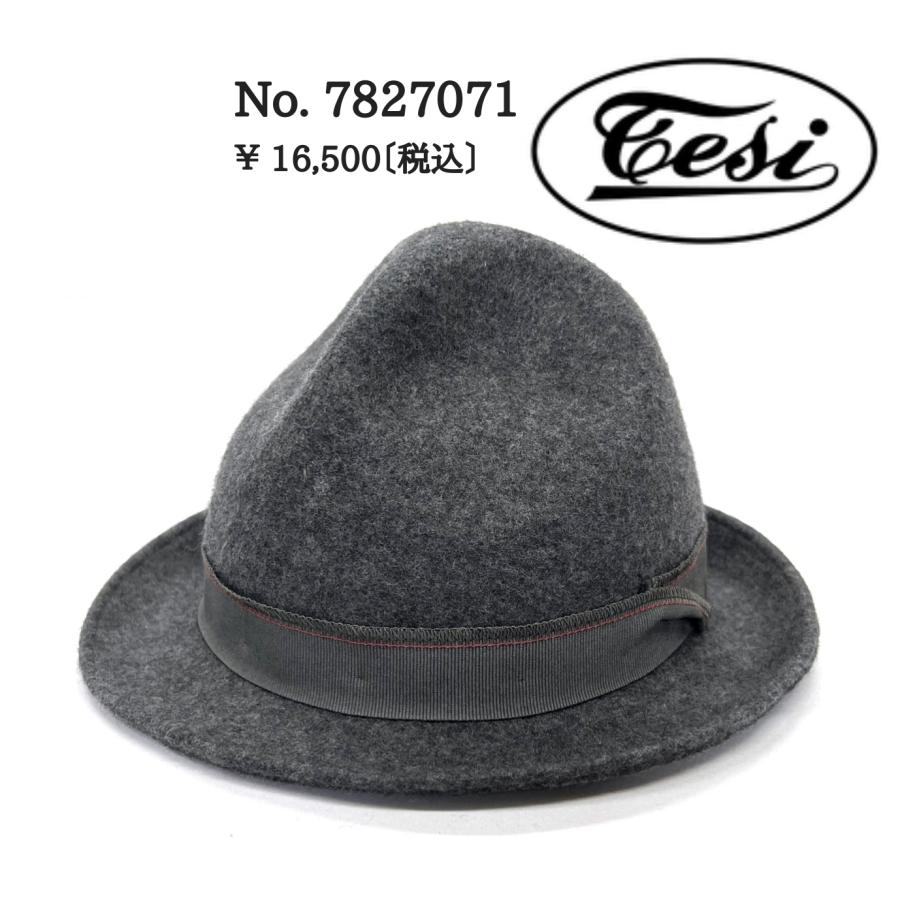 Tesi メンズフェルト中折れ帽57cmブラック色