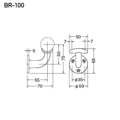 A形ブラケットL受 白熊 シロクマ BR-100 32φ用 AG色 : カネマサかな 