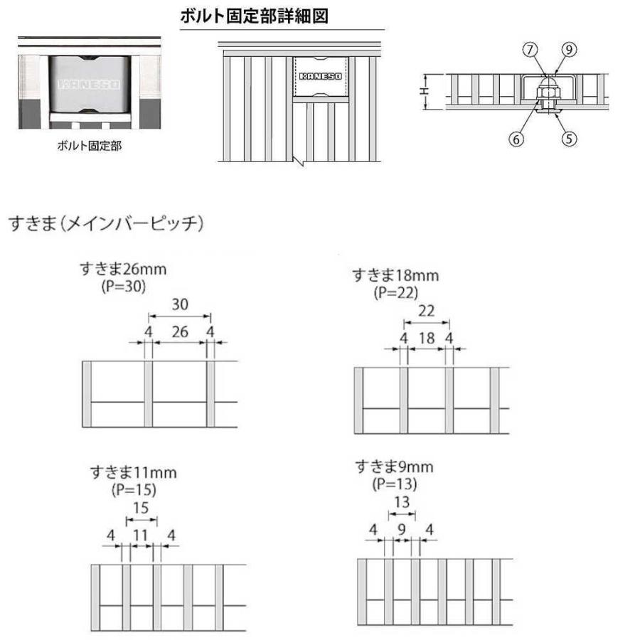 ステンレス製グレーチング カネソウ SMGL-DC14532P=15 ボルト固定式 プレーンタイプ 横断溝・側溝用 みぞ幅400 450×994×32mm 1個_2