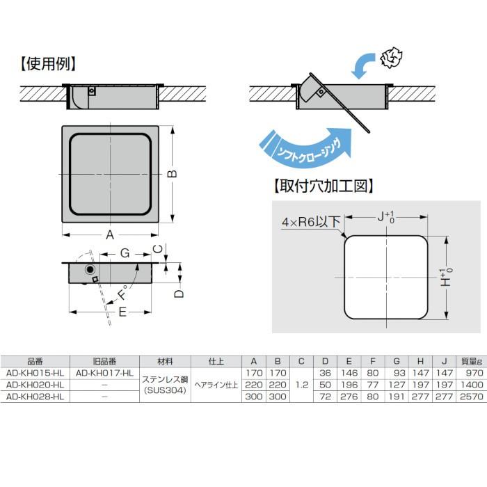 スガツネAD-KH020HL 屑入れ投入口