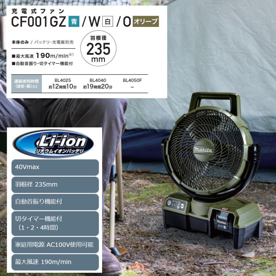 makita 充電式ファン CF001GZW 白 マキタ 充電式ファン 40Vmax 白 CF001GZW 本体のみ | 空調・季節家電