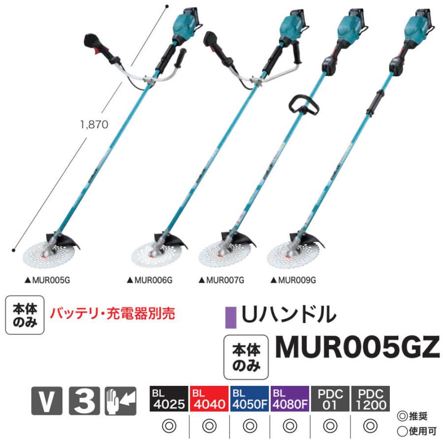 純正品) 充電式草刈機 後端モータシリーズ マキタ MUR005GZ Uハンドル