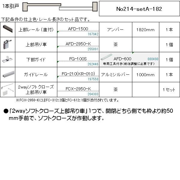 2wayソフトクローズ アトムリビンテック 1本引 上吊式 No214-setA-182