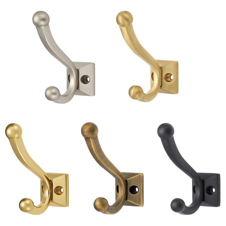 スガツネ 真鍮製玉付ダブルフック LAMP PXB-BN05-231-BL 黄銅 塗装