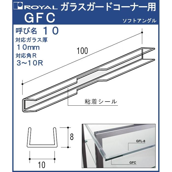 ガラスガードコーナー用 ロイヤル 透明軟質樹脂 GFC-10 対応ガラス厚