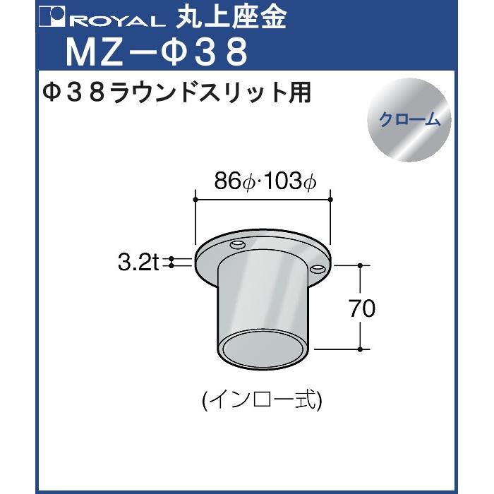 丸上座金 38φ用 ロイヤル MZ-φ38CR ラウンドスリット38φ用 クローム