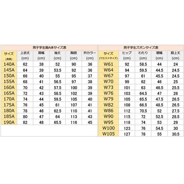 学生服 ニッケウール 男子 A体 学ラン 詰襟 つめえり ズボン裾上げ無料/高機能 男子標準学生服 A体 上下セット｜kanerin｜05