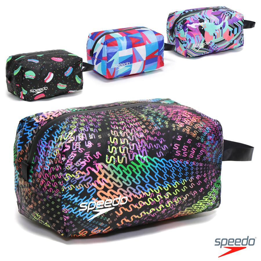【新品未使用】Speedo 花柄 スポーツ用水着 収納袋　キャップ　セット　L speedo（スピード） ポーチ 防水 小物入れ スイムバッグ 水着入れ 水泳