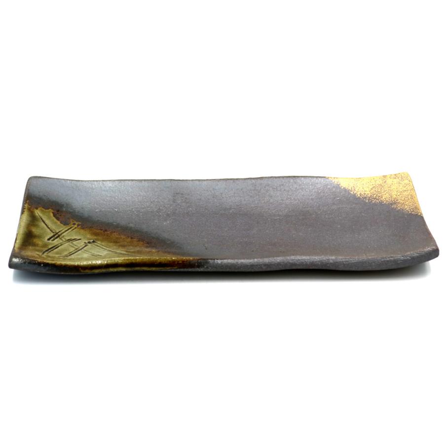 いぶし金彩焼物皿 23.5×13×2.2(cm)日本製 美濃焼 業務用食器 おうち
