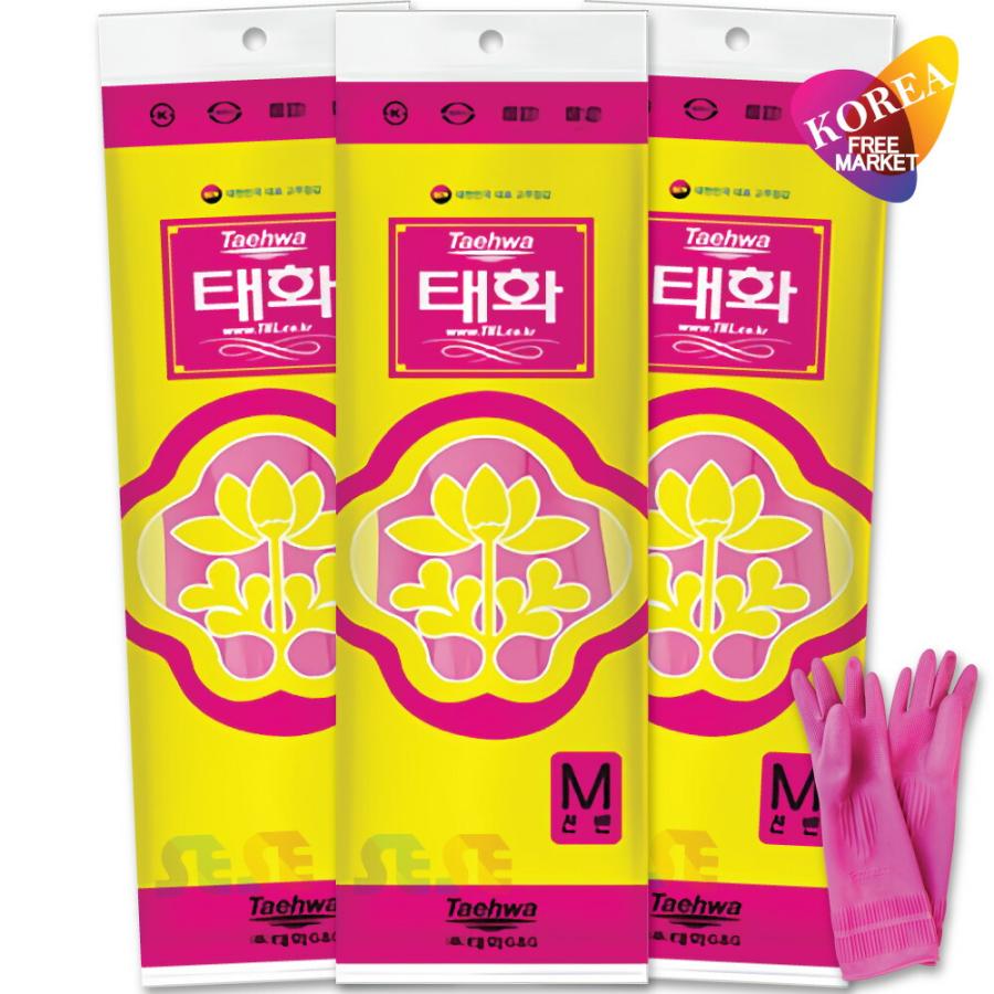 テファ 韓国ゴム手袋 Mサイズ 3袋セット / 韓国産 ロング キッチングローブ TAEHWA（Yahoo!・韓国 フリーマー）