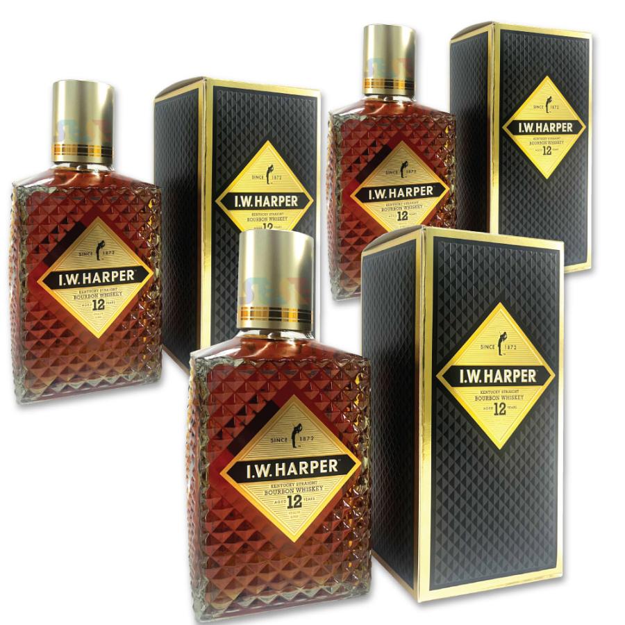 新型 正規品  I.W.ハーパー 12年 750ml 3本セット 43% アメリカ ウイスキー 　I.W. HARPER アメリカンウイスキー