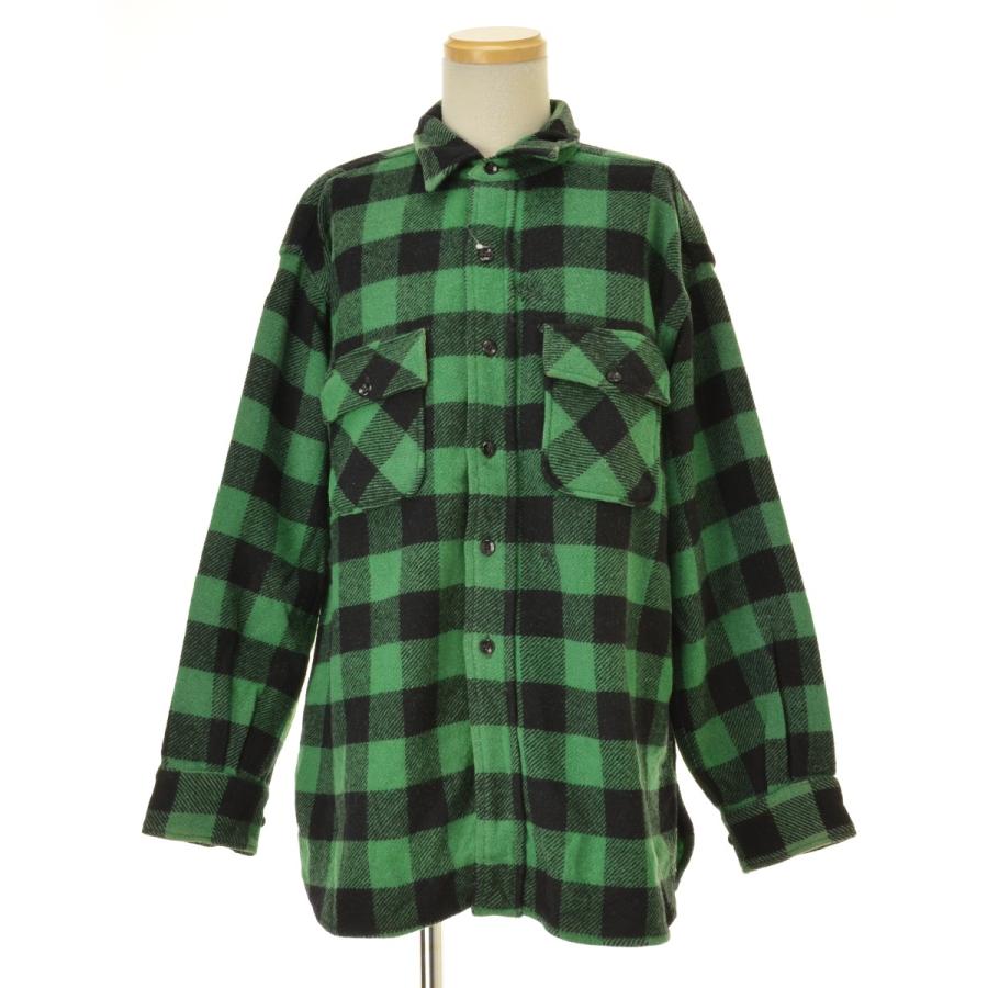 SEARS / シアーズ 50s ブロックチェック マチ付 ウール 長袖シャツ