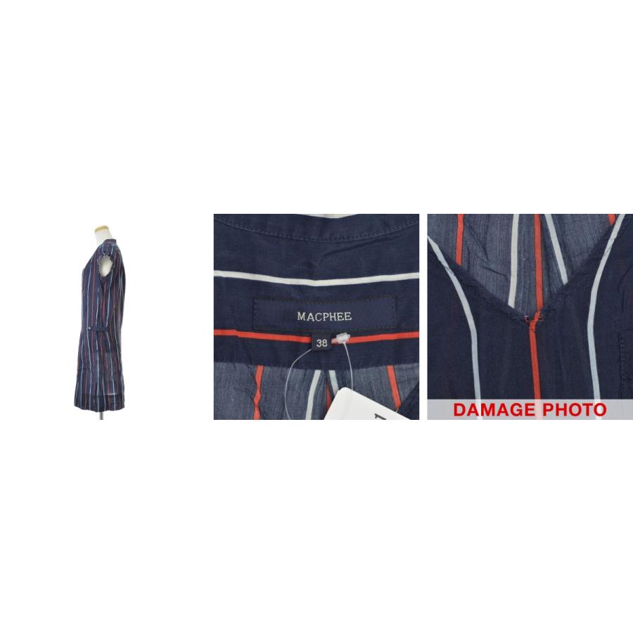 MACPHEE / マカフィー ストライプ フレンチスリーブワンピース