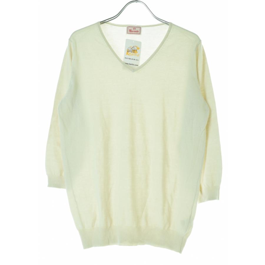 mao made（マオメイド） Vネック 七分袖ニットセーター : ブランド古着