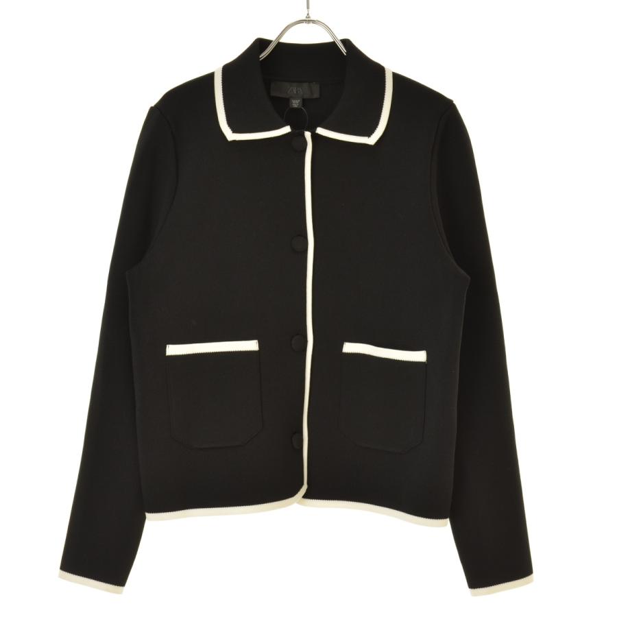 ZARA / ザラ パイピングバイカラーニット ジャケット : ブランド ZARA / ザラ パイピングバイカラーニット ジャケット : ブランド