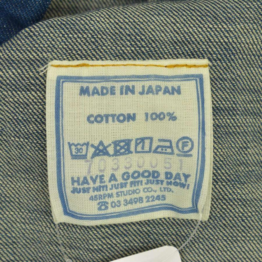【極美品 】45R 小麦デニム レフア ブラウス ジャケット 七分袖 ストライプ 45R 45rpm / フォーティーファイブアールピーエム 22SS 70330051