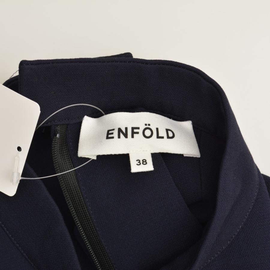 美品 ENFOLD エンフォルド　ライトバックウォーム　ハイネックドレス　紺 enfold エンフォルド ライトバックウォームハイネックドレス