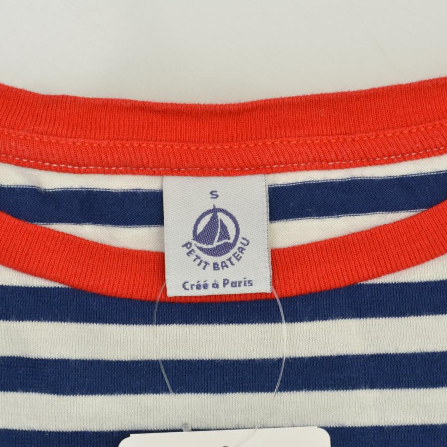 PETIT BATEAU（プチバトー） ボーダー 五分袖Tシャツ : ブランド古着の