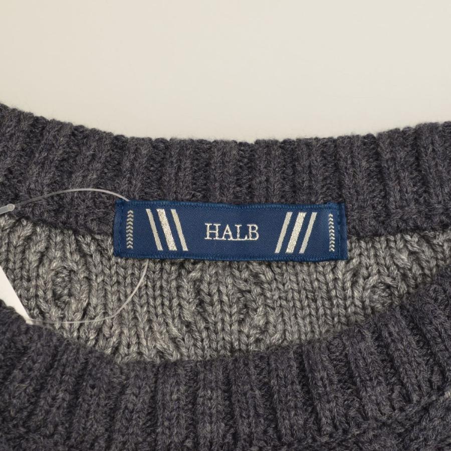 HALB（ハルプ） ケーブル編みボーダー 長袖ニットセーター : ブランド 