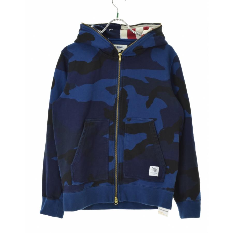 TOMMY（トミー） 迷彩 星条旗フード ジップアップスウェットパーカー 
