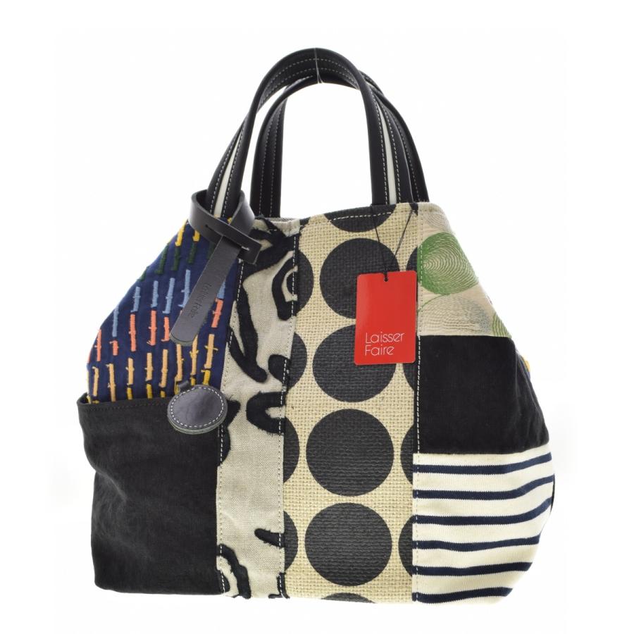 Laisser Faire ジュート×帆布×牛革のパッチワーク トートバッグ 