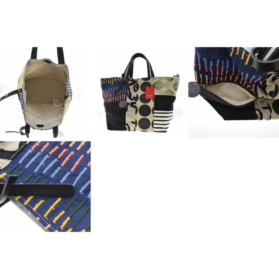 Laisser Faire ジュート×帆布×牛革のパッチワーク トートバッグ 