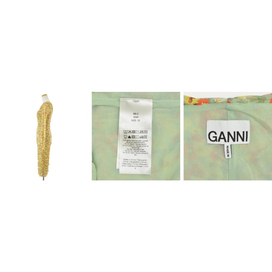 GANNI / ガニー T3292 PRINTED MESH MIDI DRESSマキシ 長袖ワンピース  